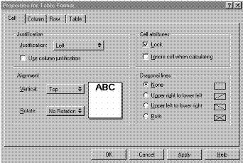 Table Cell Format Screenshot