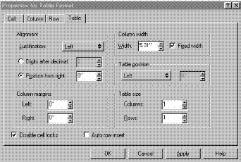 Table Table Format Screenshot