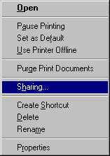 Printer Context-sensitive Menu